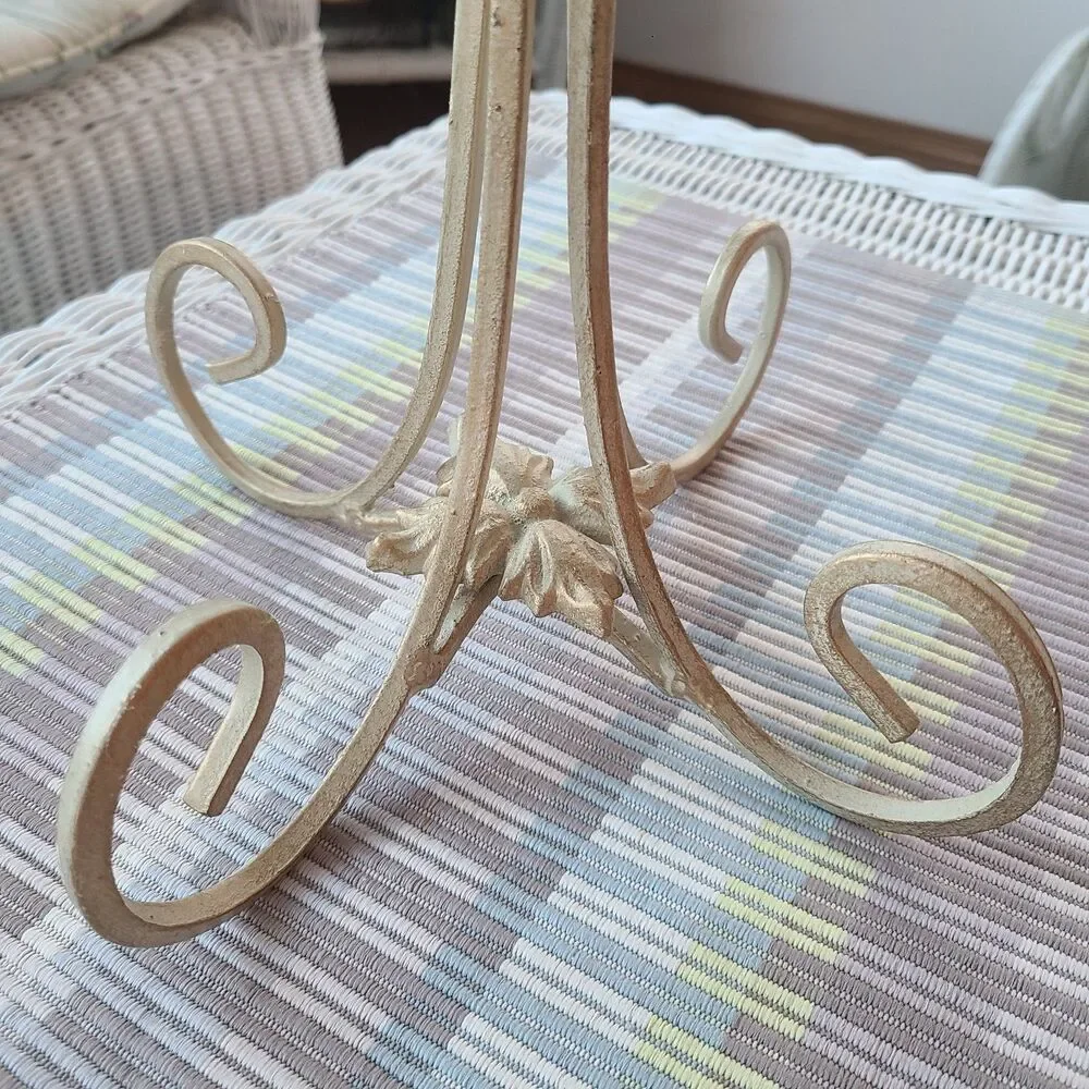 Vintage Metal Art Tall Candle Stand Candle Holder Gold Wrought Iron Shabby Chic